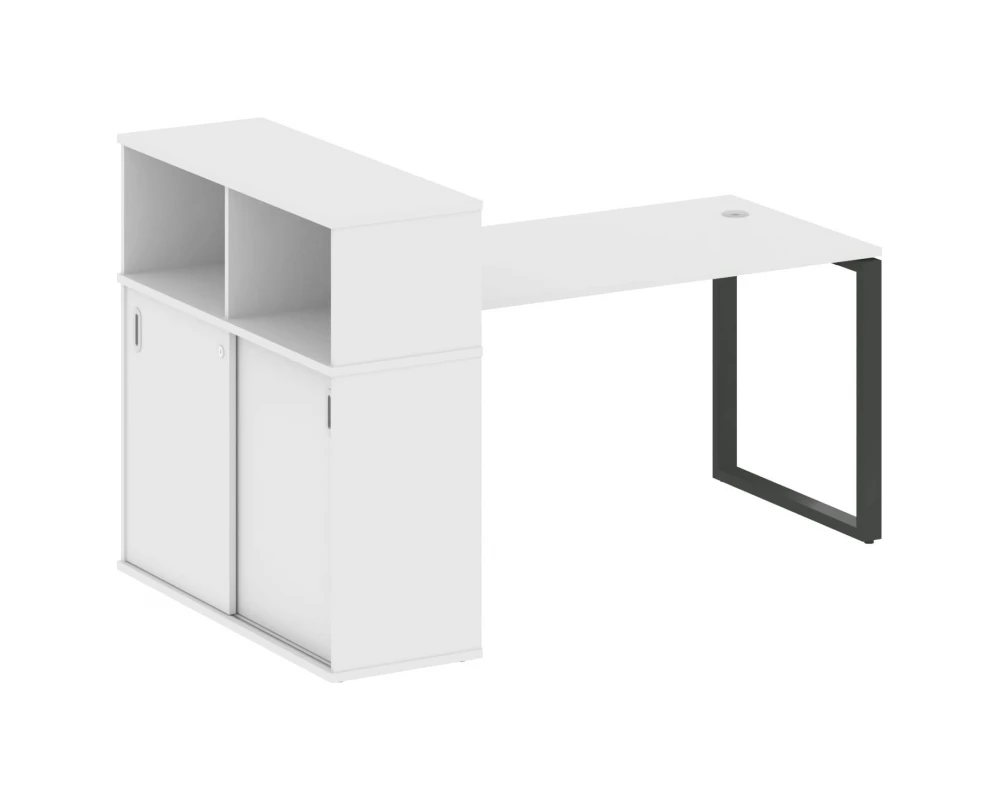 Стол письменный на О-образном м/к с опорным шкафом-купе 181x112x109,8 Metal System