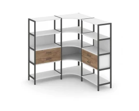 Трехсекционный угловой стеллаж четырехярусный с ящиками 1590х1590х1613 Shelf System images