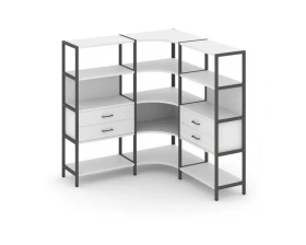 Трехсекционный угловой стеллаж четырехярусный с ящиками 1590х1590х1613 Shelf System images