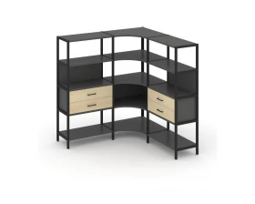 Трехсекционный угловой стеллаж четырехярусный с ящиками 1590х1590х1613 Shelf System images