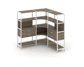 Трехсекционный угловой стеллаж четырехярусный с ящиками 1590х1590х1613 Shelf System images