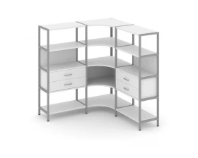 Трехсекционный угловой стеллаж четырехярусный с ящиками 1590х1590х1613 Shelf System images