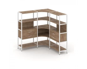 Трехсекционный угловой стеллаж четырехярусный с ящиками 1590х1590х1613 Shelf System images