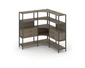 Трехсекционный угловой стеллаж четырехярусный с ящиками 1590х1590х1613 Shelf System images