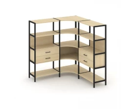 Трехсекционный угловой стеллаж четырехярусный с ящиками 1590х1590х1613 Shelf System images