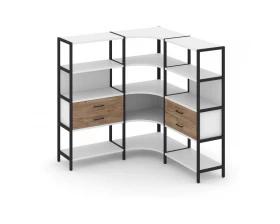 Трехсекционный угловой стеллаж четырехярусный с ящиками 1590х1590х1613 Shelf System images