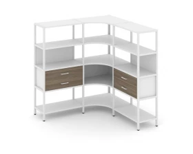 Трехсекционный угловой стеллаж четырехярусный с ящиками 1590х1590х1613 Shelf System images