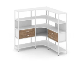 Трехсекционный угловой стеллаж четырехярусный с ящиками 1590х1590х1613 Shelf System images